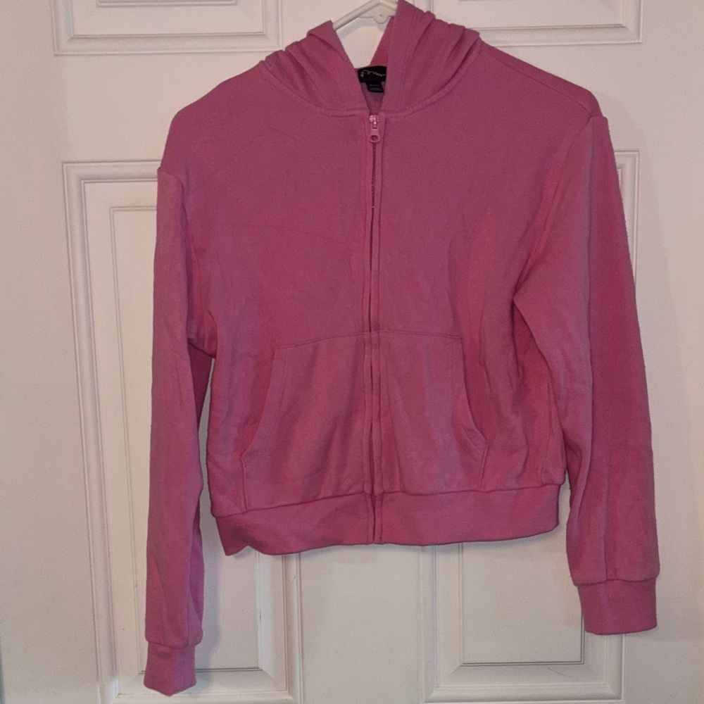 Pink Zip-Up Hooded Sweatshirt
